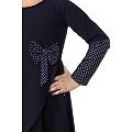 Polka dotted asymmetrical dress for kids- Navy Blue
